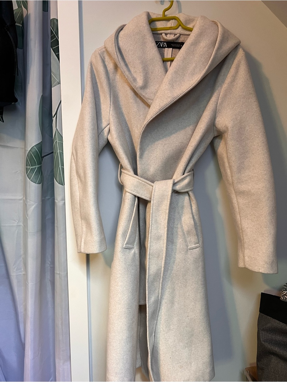 Zara Light tan Shawl-Collar Belted Trench Coat